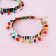 Collier original type bohème pour chien avec bande en tissu et perles colorés