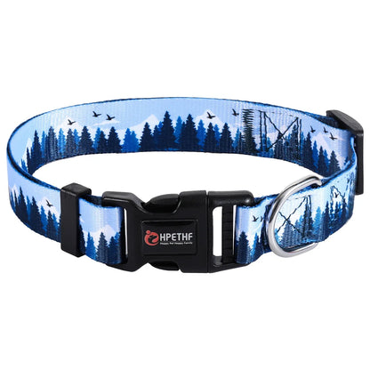Optez pour le motif montagnes enneigées pour sublimer le collier en nylon réglable de votre chien