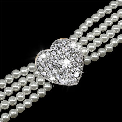 Collier multi-rangs de perles pour petit chien avec pendentif cœur