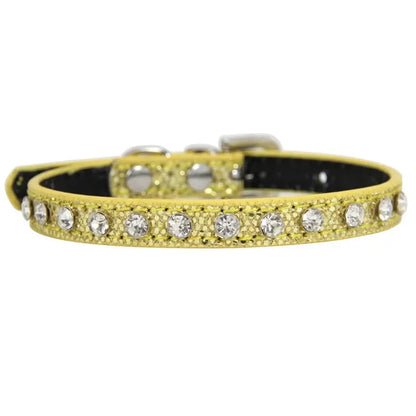 Collier cuir PU petit chien boucle strass