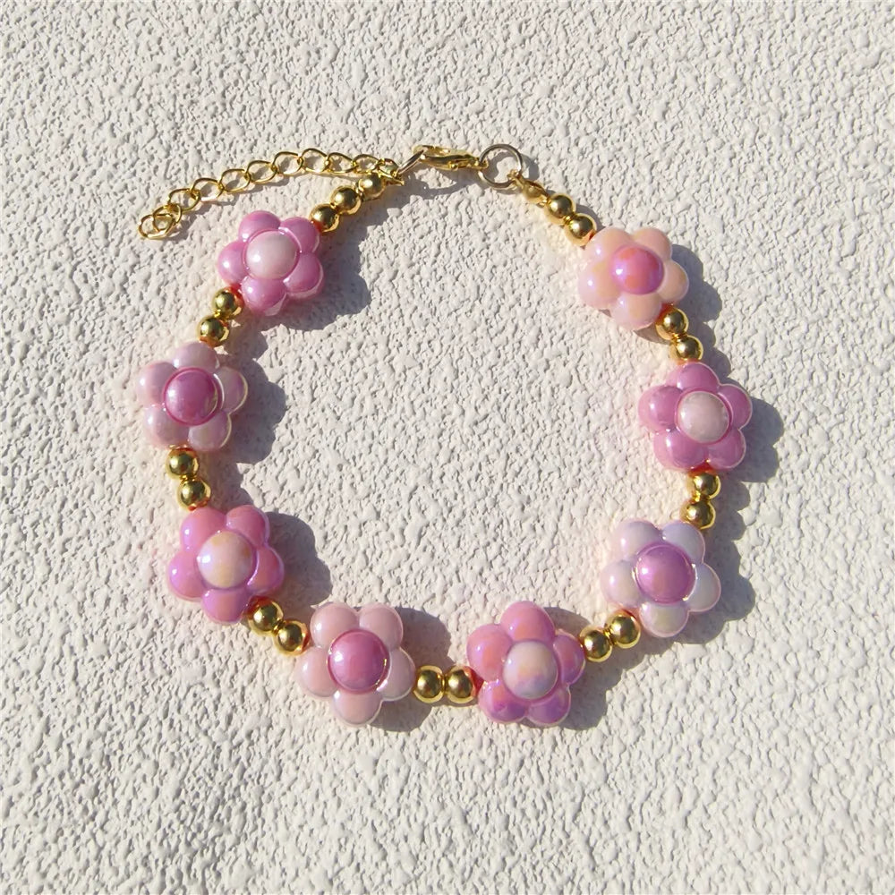 Collier pour petit chien à perles et fleurs pastel