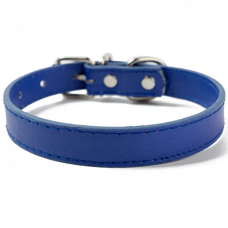 Collier cuir PU doublé petit chien uni coloré