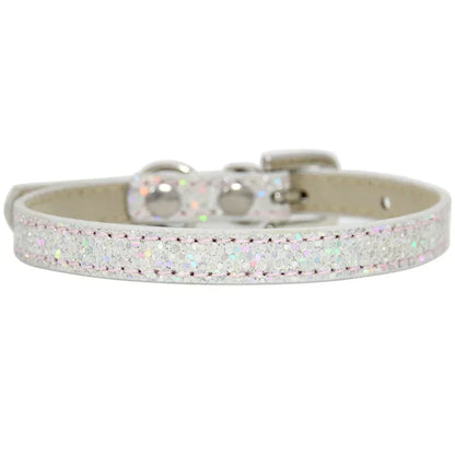 Collier cuir PU petit chien boucle strass