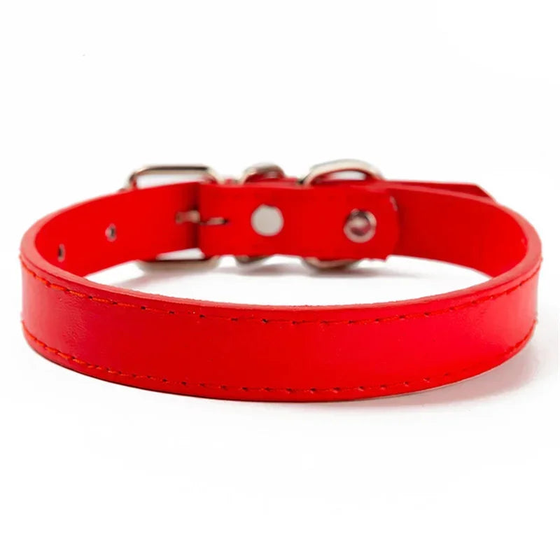 Collier cuir PU doublé petit chien uni coloré