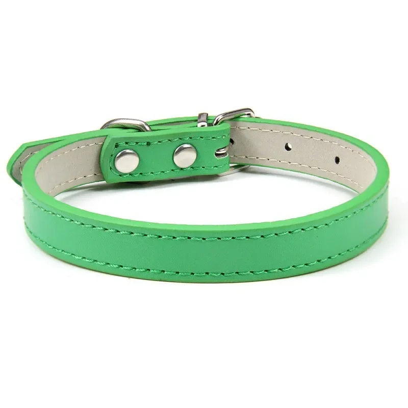 Collier cuir PU uni petit chien multi-coloris
