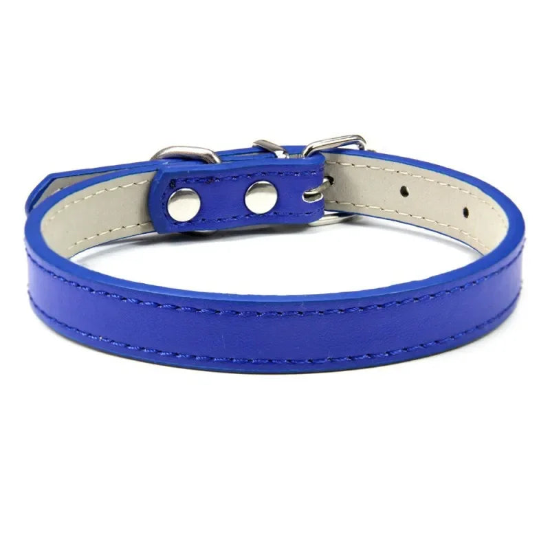 Collier cuir PU uni petit chien multi-coloris