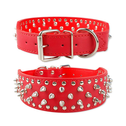 Collier clouté pour chien en cuir avec multiples petits clous métalliques