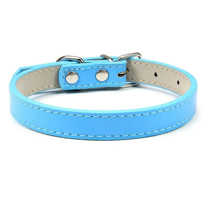 Collier cuir PU uni petit chien multi-coloris