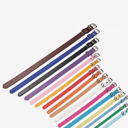 Collier cuir PU uni petit chien multi-coloris