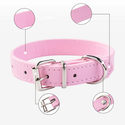 Collier cuir PU uni petit chien multi-coloris