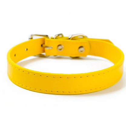 Collier cuir PU doublé petit chien uni coloré