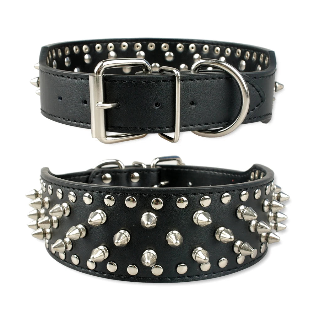 Collier clouté pour chien en cuir avec multiples petits clous métalliques