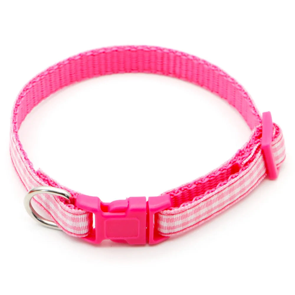 Collier nylon carreaux petit chien coloré