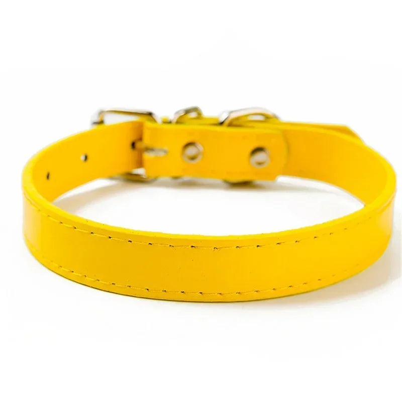Collier cuir PU doublé petit chien uni coloré