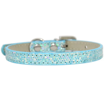 Collier cuir PU petit chien boucle strass