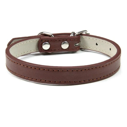 Collier cuir PU uni petit chien multi-coloris