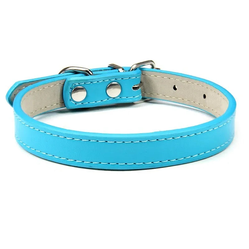 Collier cuir PU uni petit chien multi-coloris