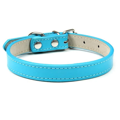 Collier cuir PU uni petit chien multi-coloris