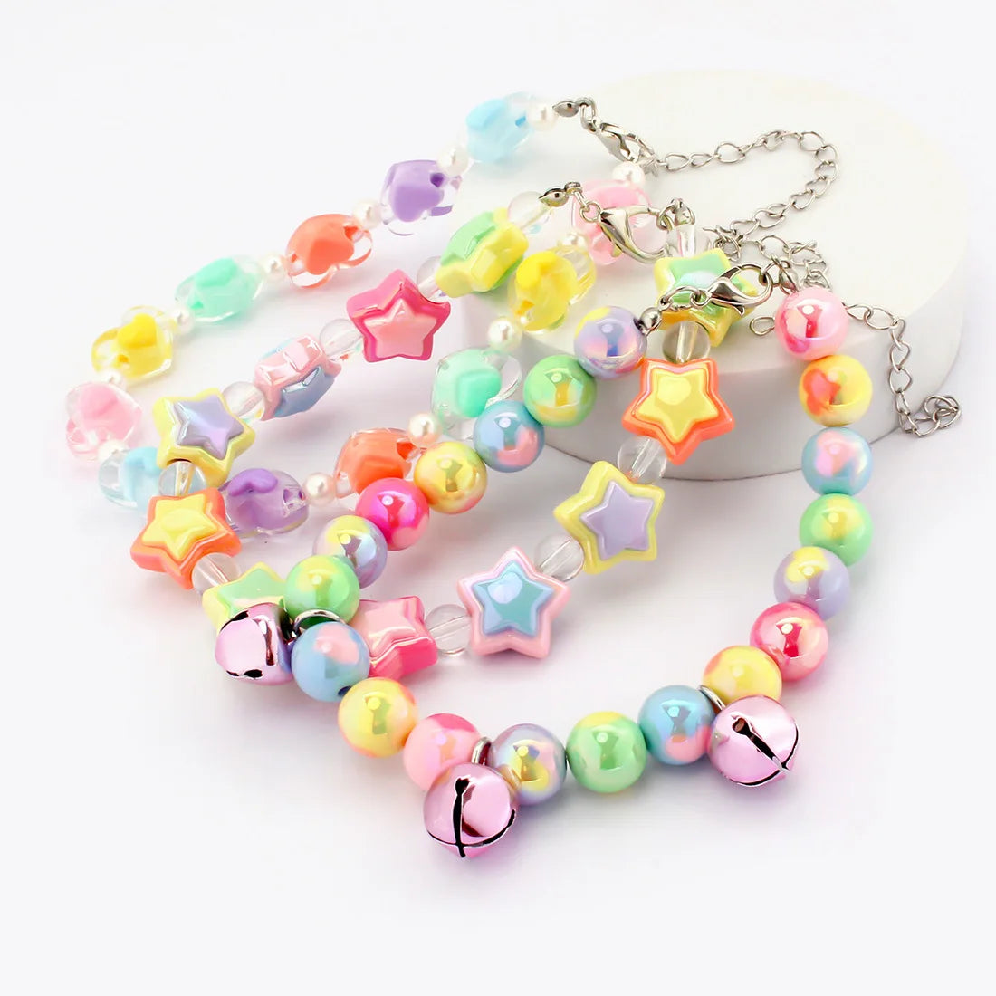 Collier pour petit chien à perles et fleurs pastel