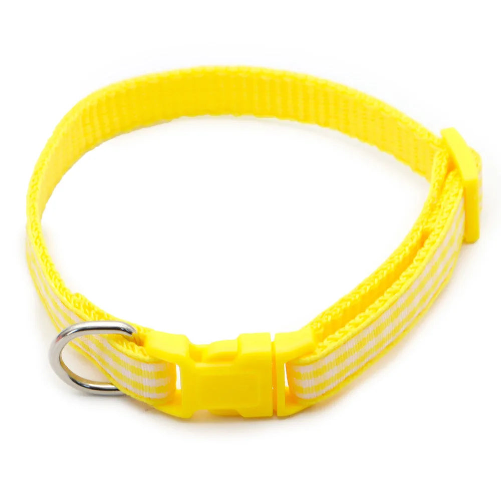 Collier nylon carreaux petit chien coloré