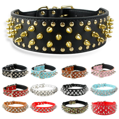 Collier clouté pour chien en cuir avec multiples petits clous métalliques