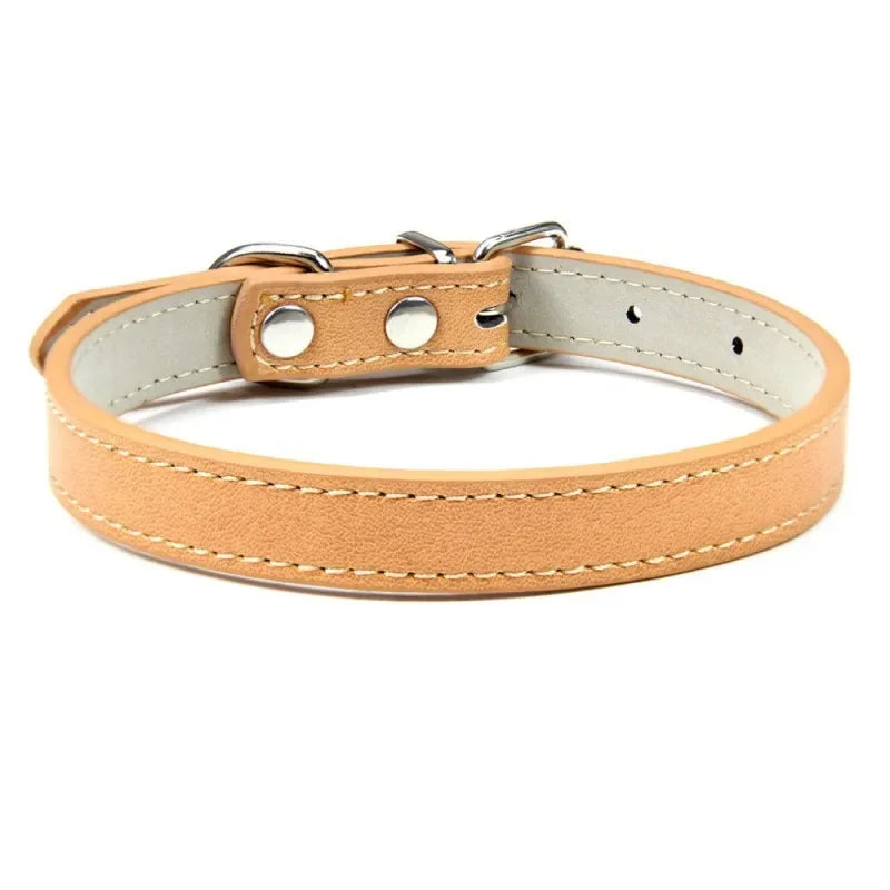 Collier cuir PU uni petit chien multi-coloris