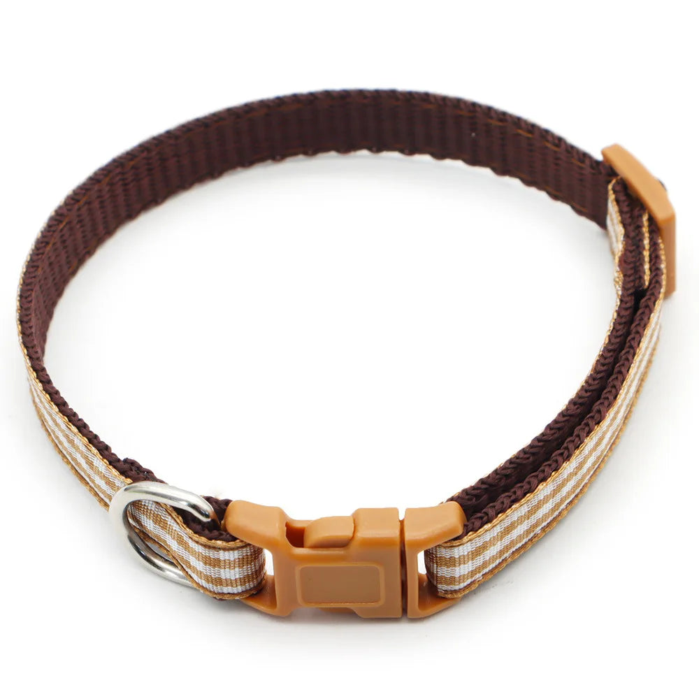 Collier nylon carreaux petit chien coloré