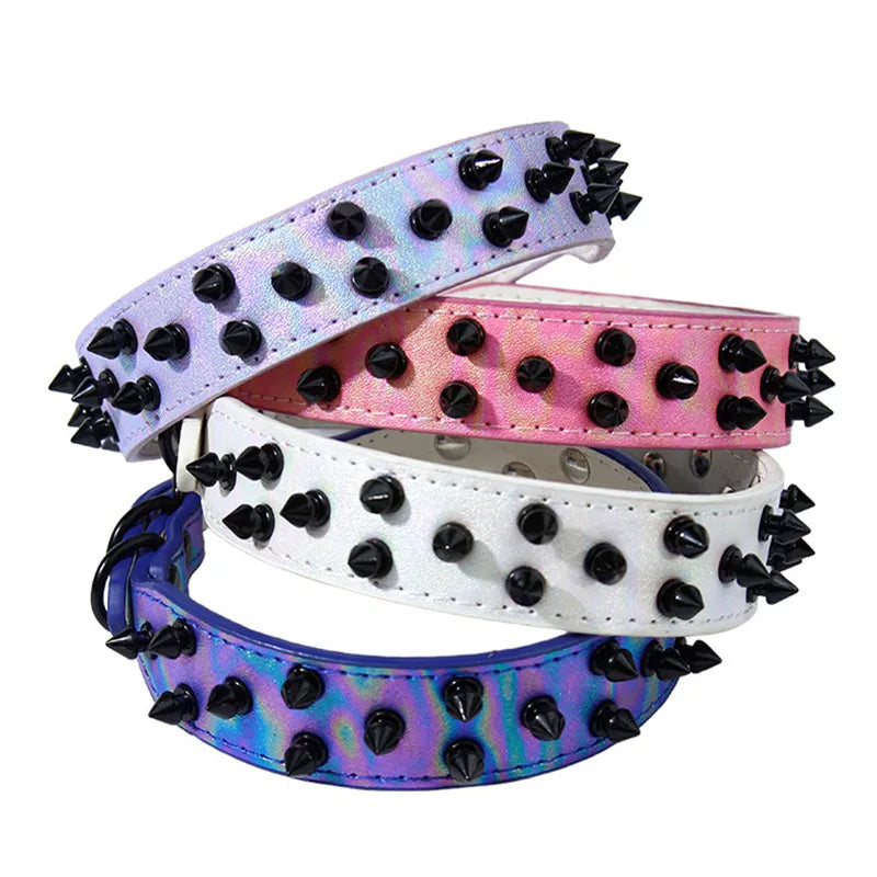 Collier clouté daim petit chien pointes