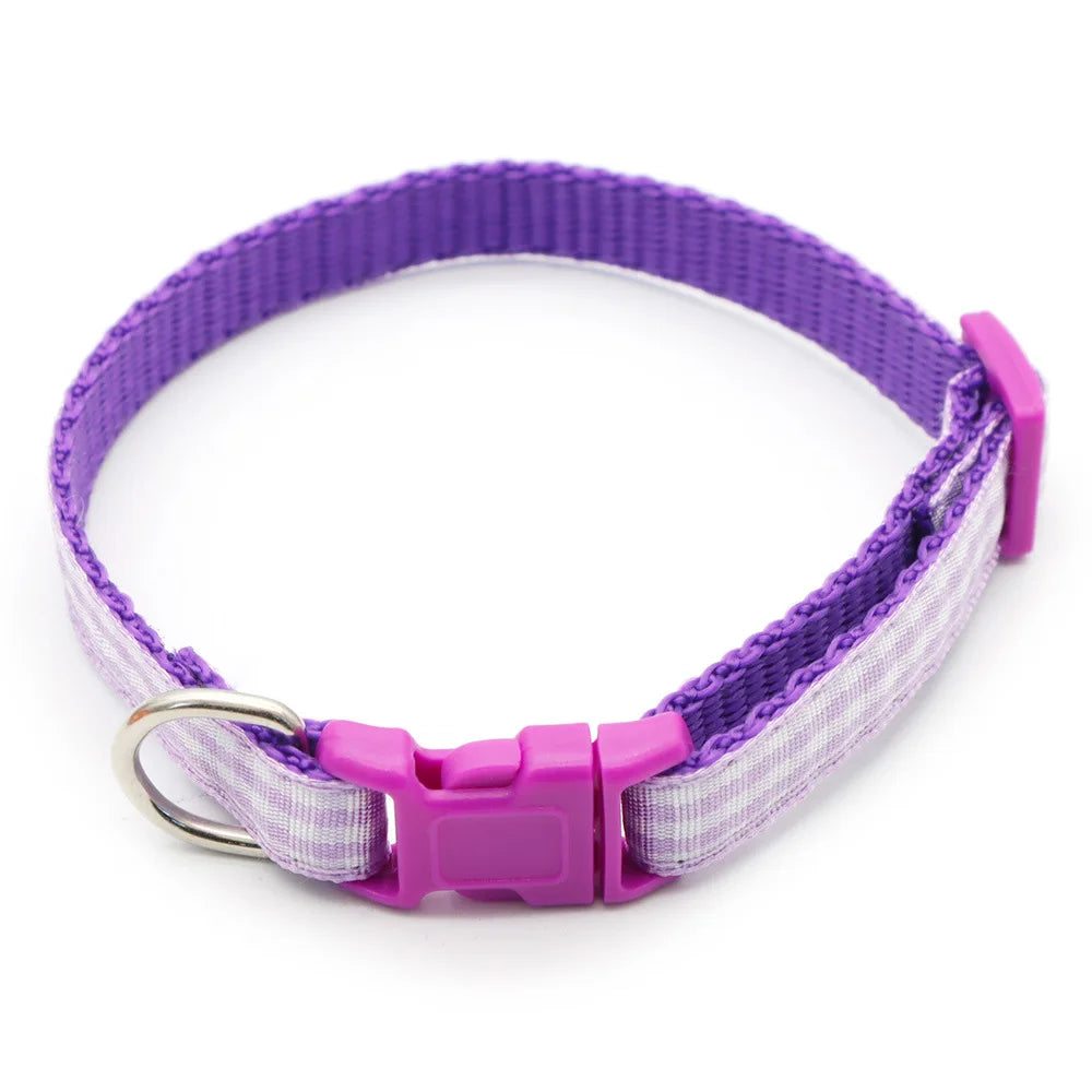 Collier nylon carreaux petit chien coloré