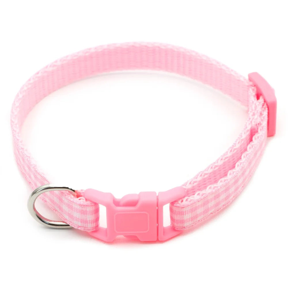 Collier nylon carreaux petit chien coloré