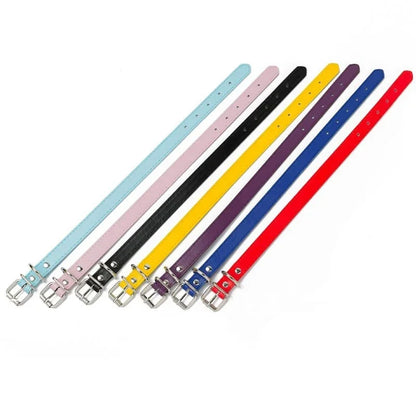 Collier cuir PU doublé petit chien uni coloré