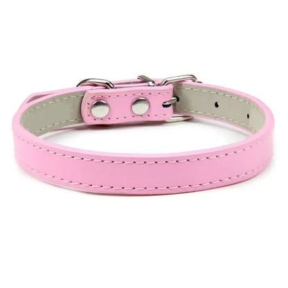 Collier cuir PU uni petit chien multi-coloris