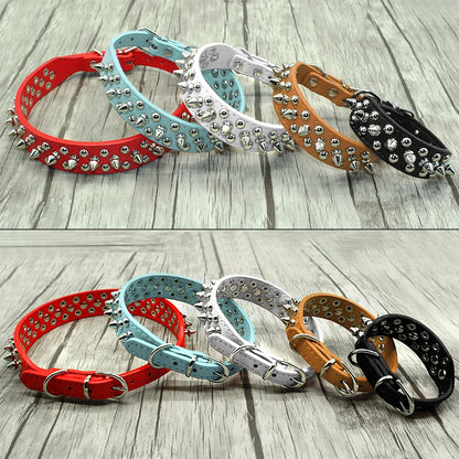 Collier clouté pour chien en cuir avec multiples petits clous métalliques