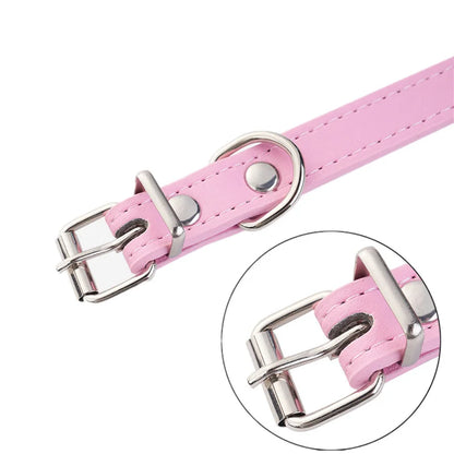 Collier cuir PU uni petit chien multi-coloris