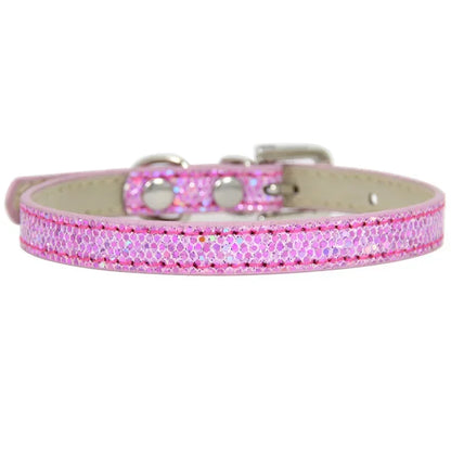 Collier cuir PU petit chien boucle strass