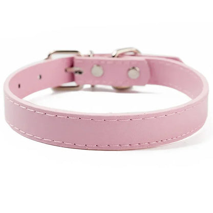 Collier cuir PU doublé petit chien uni coloré
