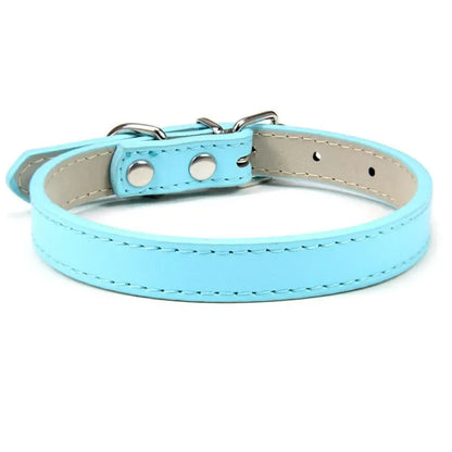 Collier cuir PU uni petit chien multi-coloris