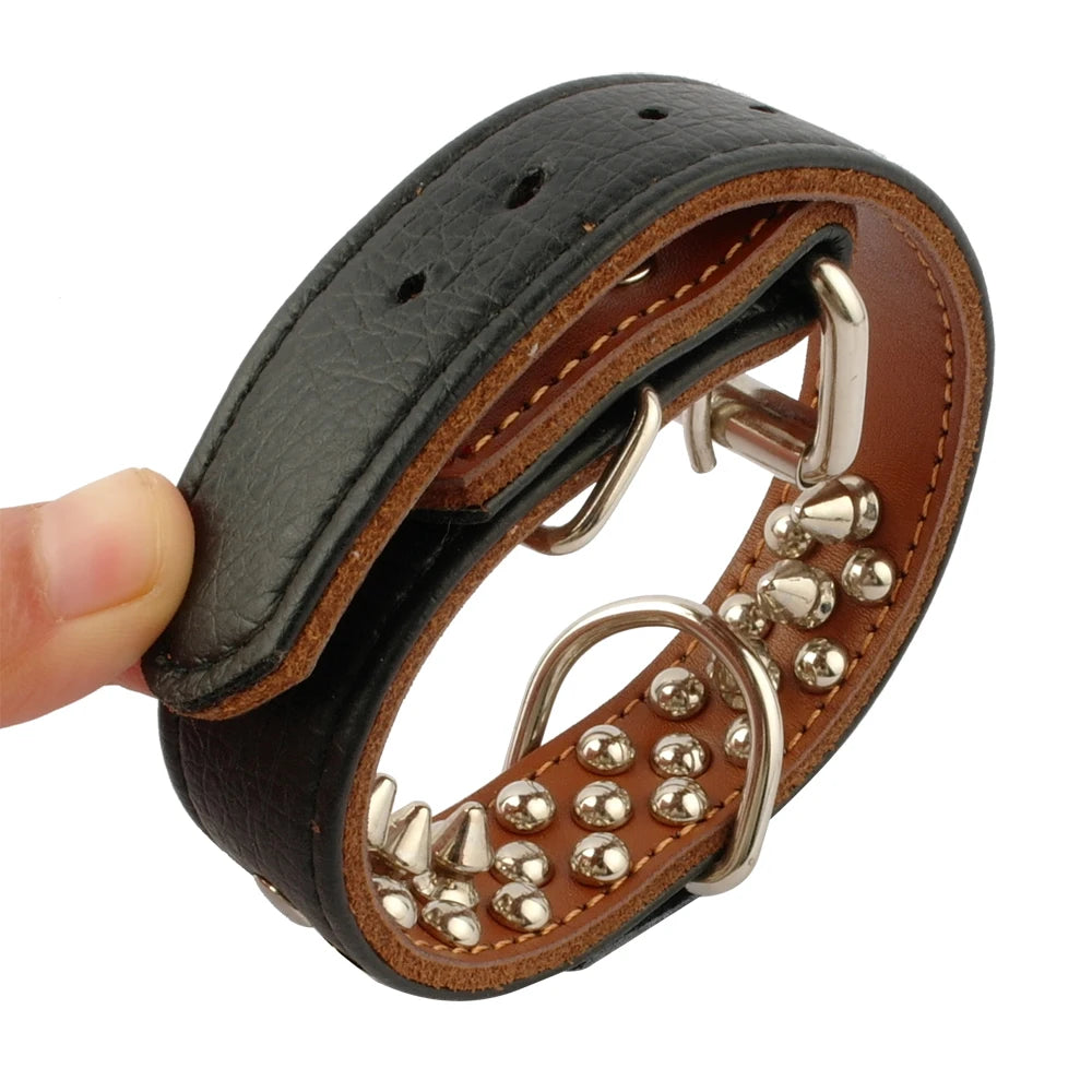 Collier clouté pour chien en cuir avec multiples petits clous métalliques