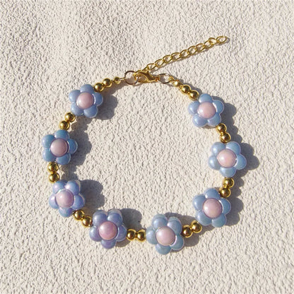 Collier pour petit chien à perles et fleurs pastel