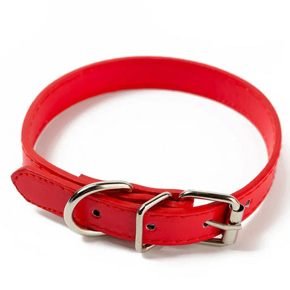 Collier cuir PU doublé petit chien uni coloré