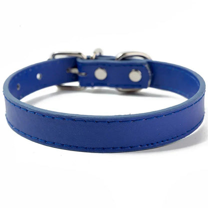 Collier cuir PU doublé petit chien uni coloré