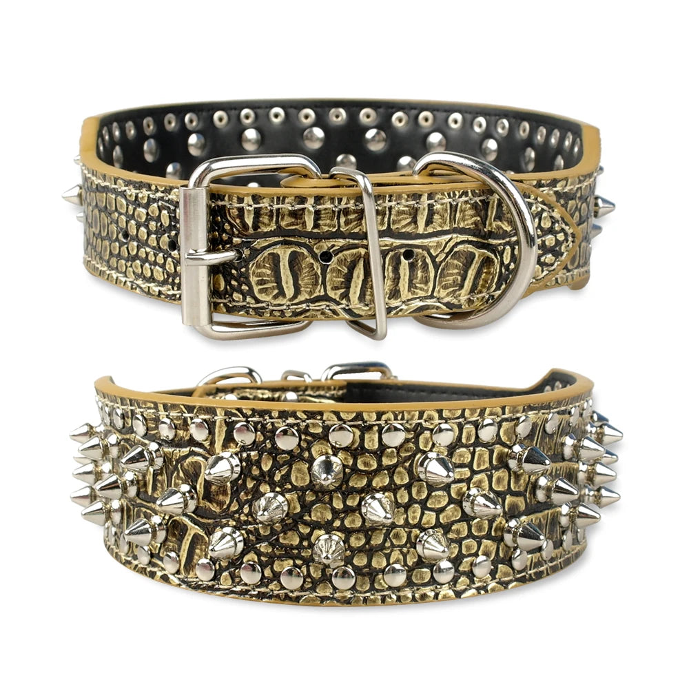 Collier clouté pour chien en cuir avec multiples petits clous métalliques
