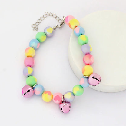 Collier pour petit chien à perles et fleurs pastel