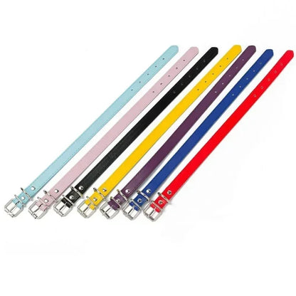 Collier cuir PU doublé petit chien uni coloré