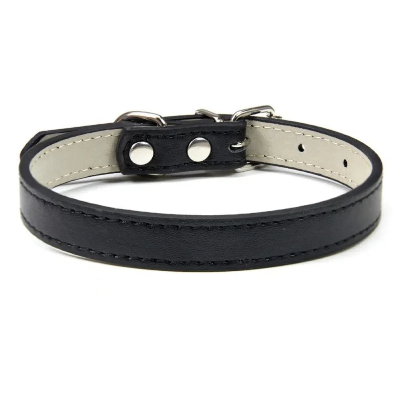Collier cuir PU uni petit chien multi-coloris