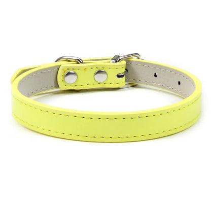 Collier cuir PU uni petit chien multi-coloris