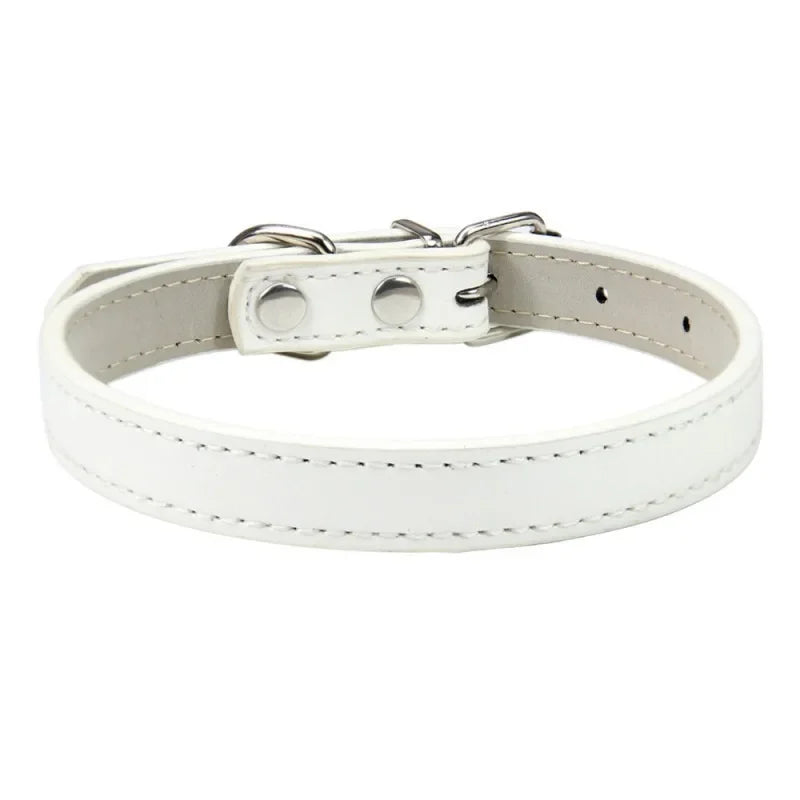 Collier cuir PU uni petit chien multi-coloris