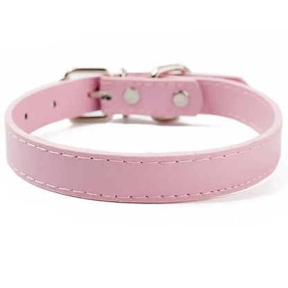 Collier cuir PU doublé petit chien uni coloré