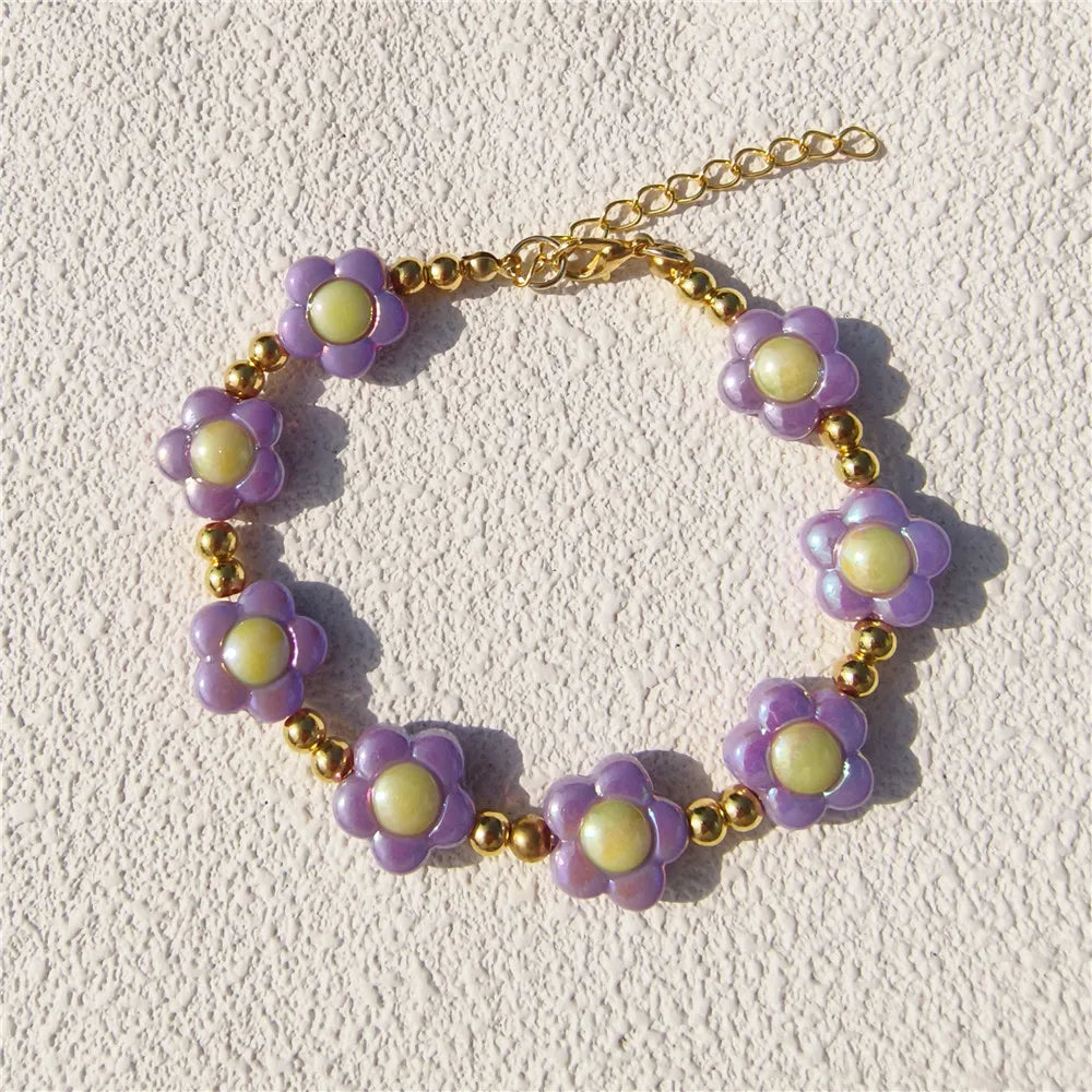 Collier pour petit chien à perles et fleurs pastel