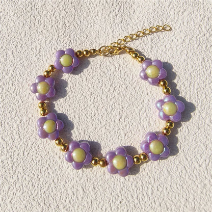 Collier pour petit chien à perles et fleurs pastel